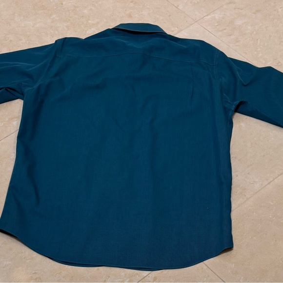 Paul Fredrick Men's Teal Long Sleeve Shirt Classic fit Non - Iron 16 1/2 + 33 - Picture 4 of 9